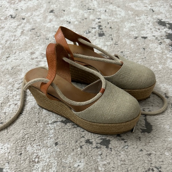 Chloe Shoes - Chloe Lauren Espadrille Beige Suede Wedge Sandals Size 38